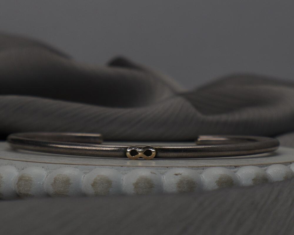 Champs Jenning Sterling Silver & 14k Stamped Infinity Bracelet 14.6G / 7in